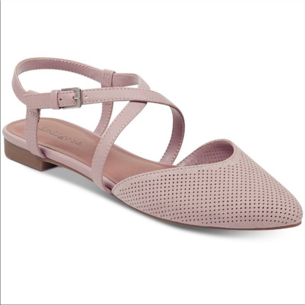 Indigo Rd. Genetic Pointed Toe Vegan Friendly Slingback Flats blush pink sz 6